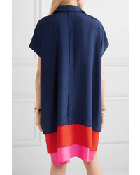 Diane von Furstenberg Ed Color Block Silk De Chine Mini Dress
