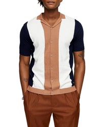 Topman Classic Fit Colorblock Short Sleeve Cardigan
