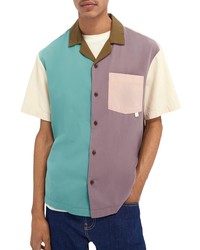 Scotch & Soda Colorblock Short Sleeve Button Up Shirt