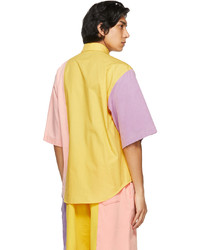 Moschino Multicolor Colorblock Geometric Logo Short Sleeve Shirt