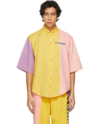 Moschino Multicolor Colorblock Geometric Logo Short Sleeve Shirt