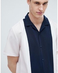 ASOS DESIGN Regular Fit Cut And Sew Shirt With Revere Collar