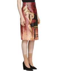 Prada Multicolor Faux Leather Poster Girl Skirt