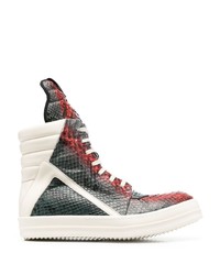 Multi colored Snake Leather High Top Sneakers