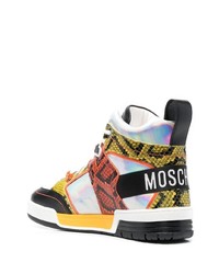 Moschino Snakeskin Print Hi Top Sneakers