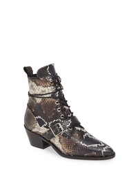 Multi colored Snake Leather Lace-up Ankle Boots