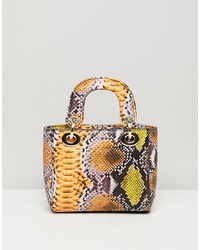 Multi colored Snake Leather Tote Bag