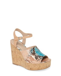Multi colored Snake Leather Wedge Sandals
