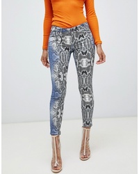 ASOS DESIGN Whitby Low Rise Skinny Jeans In Snake Print