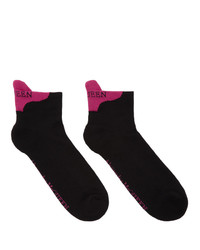 Alexander McQueen Black And Pink Signature Ankle Socks