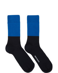 Norse Projects Navy And Blue Colorblock Bjarki Socks