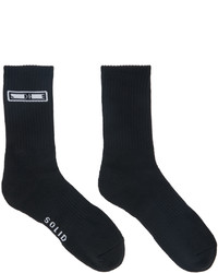 Solid Homme Three Pack Black White Jacquard Socks