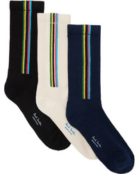 Ps By Paul Smith Three Pack Multicolor Sports Stripe Socks