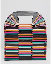 ASOS DESIGN Coloured Bamboo Square Boxy Clutch Bag