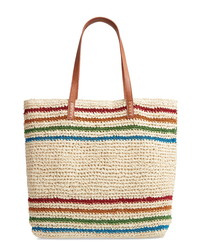 Nordstrom Metallic Stripe Straw Packable Woven Tote