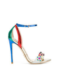 Multi colored Studded Leather Heeled Sandals