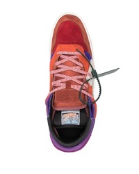Off-White Colour Block Panelled Design Sneakers
