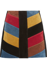 MiH Jeans Mih Jeans Chevron Patchwork Suede Mini Skirt Black