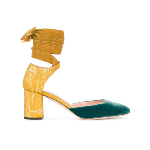 yellow velvet heels