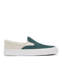 Converse Green And Off White Suede One Star Cc Pro Slip On Sneakers