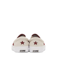 Converse Red And Off White One Star Cc Pro Slip On Sneakers