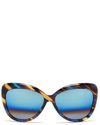 Matthew Williamson Stripe Tortoiseshell Acetate Cat Eye Mirror Sunglasses