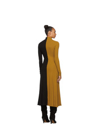 Rosetta Getty Yellow And Black Zip Up Turtleneck Dress
