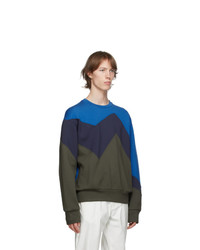 Neil Barrett Blue And Khaki Modernist Sweatshirt