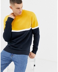 New Look Colour Block Sweatshirt In Yellow