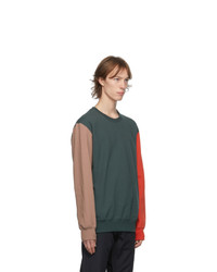 Comme des Garcons Homme Deux Green And Brown Colorblock Sweatshirt