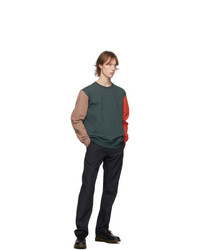 Comme des Garcons Homme Deux Green And Brown Colorblock Sweatshirt