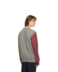 Comme des Garcons Homme Deux Grey And Red Colorblock Sweatshirt