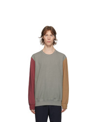 Comme des Garcons Homme Deux Grey And Red Colorblock Sweatshirt