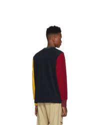 Aimé Leon Dore Navy And Yellow Fleece Colorblocked Logo Sweatshirt