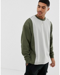 ASOS DESIGN Oversized Sweatshirt With Colour Blocking In Green
