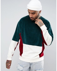 ASOS DESIGN Oversized Sweatshirt With Velour Colour Block