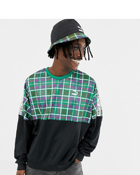 Puma Recycled Polyester Check Sweat In Green At Asos