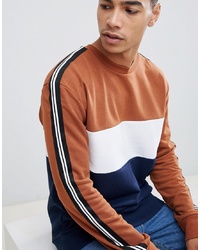 New Look Sweat With Colour Block In Brown