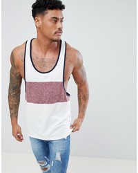 ASOS DESIGN Extreme Racer Back Vest With Interest Fabric Cut And Sew In Ecru