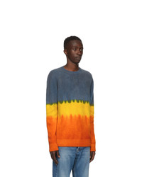 The Elder Statesman Multicolor Gradient Simple Crewneck Sweater