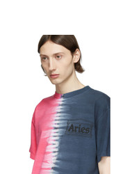 Aries Pink And Blue Tie Dye Temple T Shirt