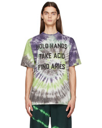 Aries Purple Green Tie Dye Acid Whirl T Shirt