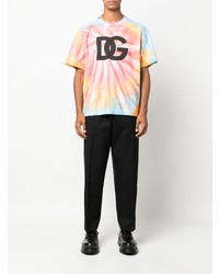 Dolce & Gabbana Tie Dye Logo Print T Shirt