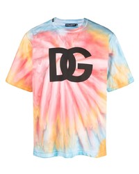 Dolce & Gabbana Tie Dye Logo Print T Shirt
