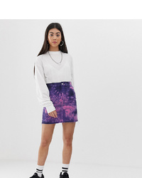 Collusion Petite Denim Mini Skirt In Tie Dye