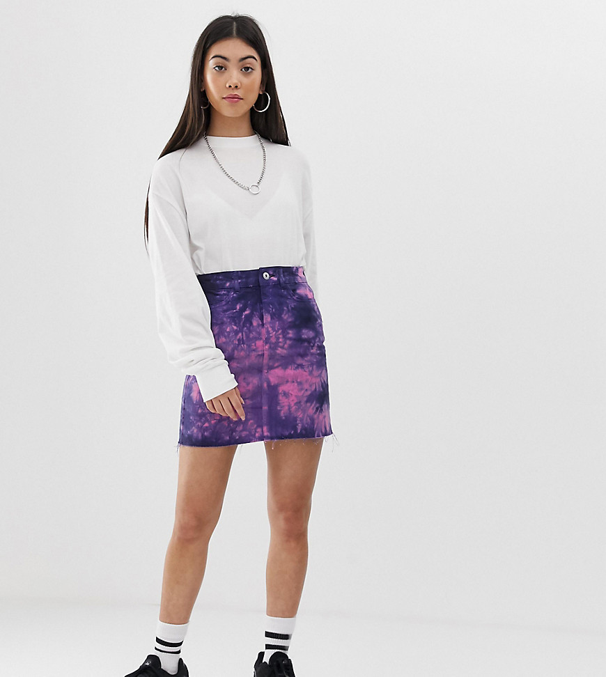 tie dye denim skirt