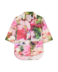 Multi colored Tie-Dye Short Sleeve Button Down Shirt