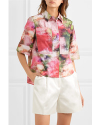 Adam Lippes Floral Print Cotton Poplin Shirt