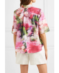 Adam Lippes Floral Print Cotton Poplin Shirt