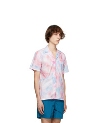 Bather Pink And Blue Tie Dye Camp Short Sleeve Shirt